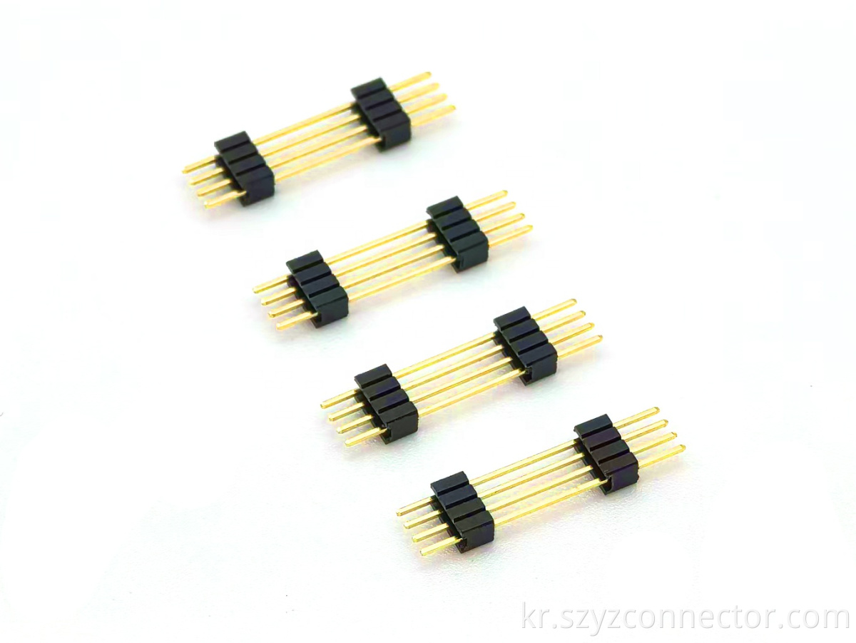 1.27mm Pitch Pin Header Connector Single Row Straight Dual Plastic SQ0.4mm H5.0mm 1*4P